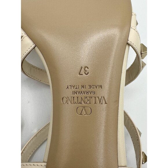 Valentino Garavani Cream Leather Rockstud Sandals 60 - Picture 12 of 15